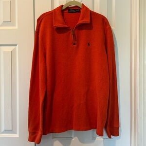 Men’s Orange Polo Ralph Lauren quarter zip sweater, size M, VGUC